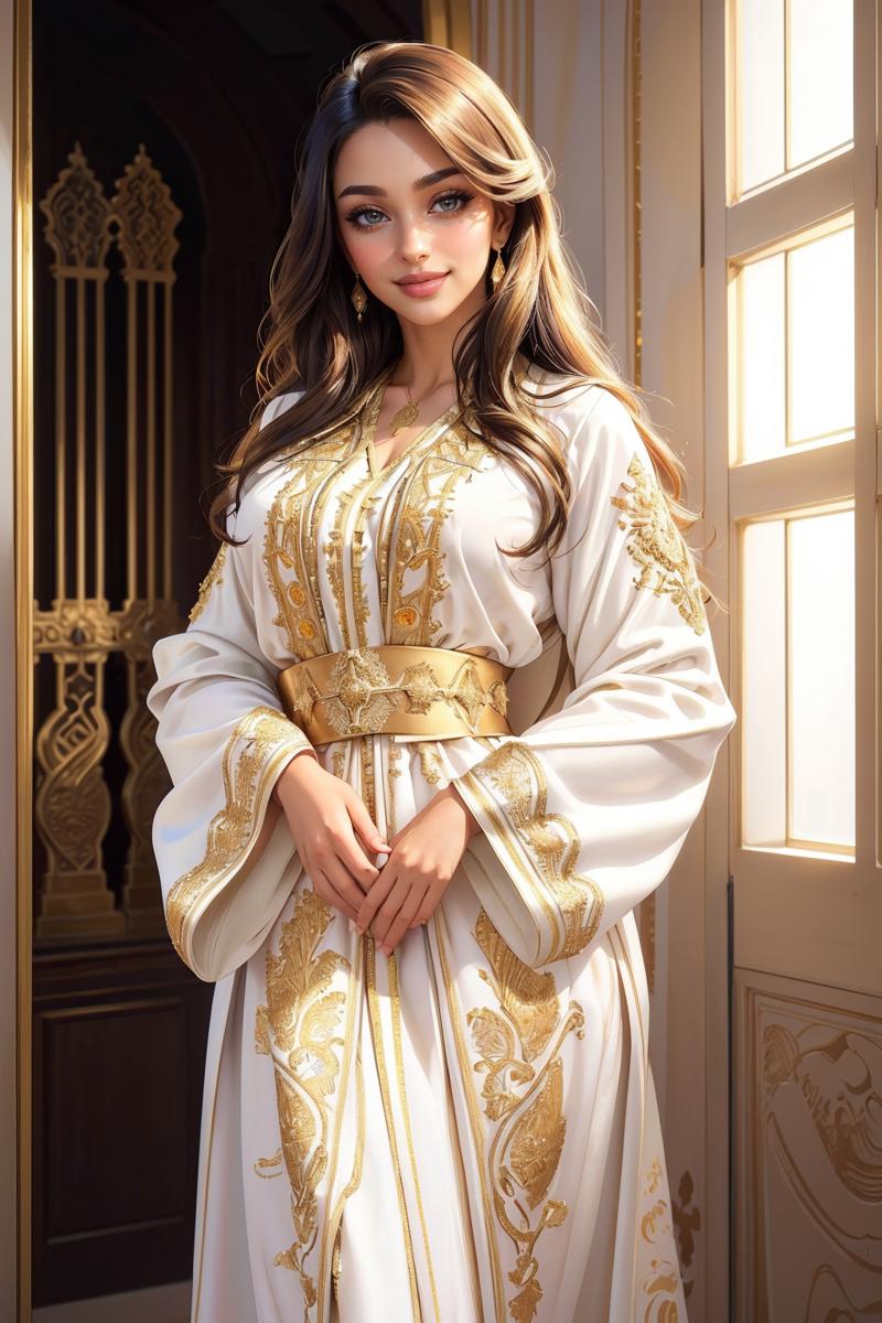 14062-2496423692-((masterpiece,best quality,edgQuality)),(smile),looking at viewer,standing,_edgCaftan, a woman in a white robe with golden embro.png